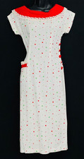 Vintage 1950s white polka dot dress, red green holiday wiggle midi 1940s XS