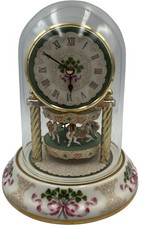 Franklin Anniversary Carousel Clock Dentzel Porcelain Base Roman Numerals