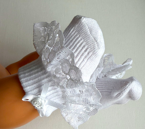 Lace frilled dolls socks - lace,
