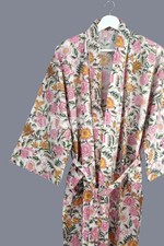 Charming Wildflower Print Cotton Kimono Dressing Gown