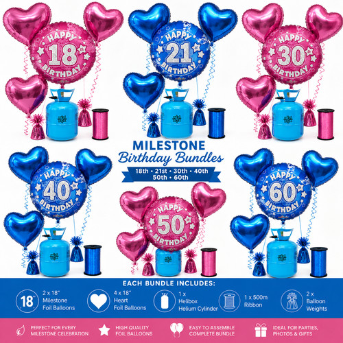 Pink blue birthday balloon - pink, /