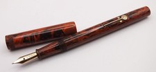 RARER EARLY THE CONWAY STEWART  No 300M RED RIPPLE FOUNTAIN PEN, c1930's