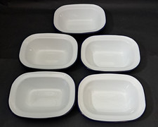5x Falcon 16cm Oblong Pie Dish White Enamel Traditional for Individual Pies (B)