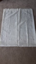 MILAN SLUB LINEN EFFECT CREAM VOILE PANEL/CURTAIN WITH EMBROIDERED SQUARE PANELS