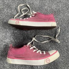 “hardly worn” UGG Evera Pink Suede Leather Canvas Fur Trim Trainers Size 4.5 1/2
