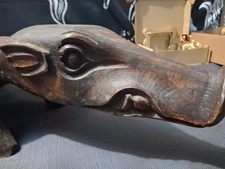  Folk Art Carved Wooden Pig