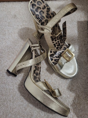 Ladies gold leather designer - gold,