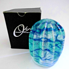 Signed and boxed 2001  Richard P Golding Okra Glass Paperweight