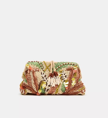Zara beaded printed pouch bag - zara,