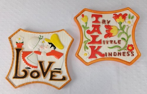 Vintage chalkware plaques try - chalkware, "try