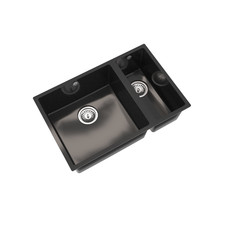 Comite 1.5 Bowl Undermount Kitchen Sink – Gloss Black 67x44x20cm-Dual Basin