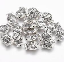 15 TIBETAN SILVER FISH SPACER BEADS CHARMS 14mm TOP QUALITY TS66
