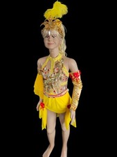 Yellow & Red Freestyle Dancing Costume Suit Age 9 - 10 Years With Accessories