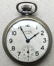 NO RESERVE Ingersoll Crown USA Working Mechanical Pocket Watch Vintage