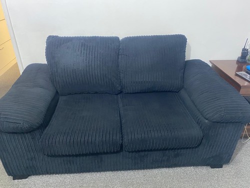 Black corduroy seater - 2-seater, sofa