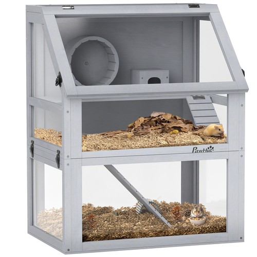 Pawhut wooden hamster cage - hamster, w/