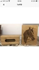 Vintage Antique Horse Wood Wall Hanging Decor + Vintage Wooden Tissue Box