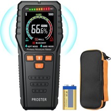 Proster Pinless Moisture Meters with Backlit LCD Screen Non-Invasive Damp Meter