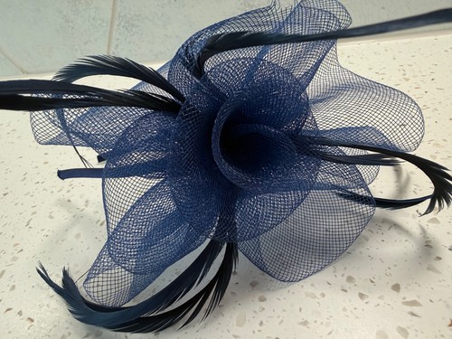 Fascinator navy blue - fascinator,, net