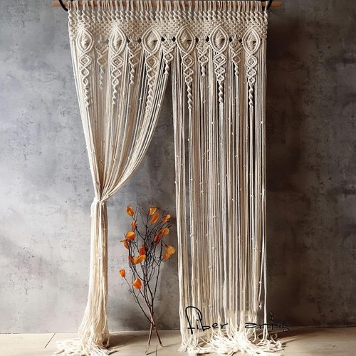Boho macrame curtain for - curtain, wall