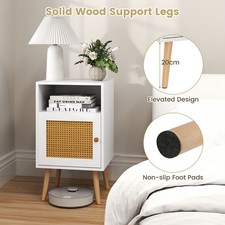 White Rattan Bedside Table