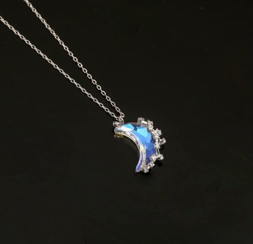 Crystal half moon pendant - crystal,