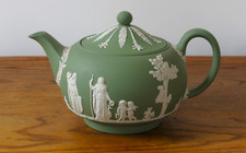 Wedgwood Green Jasperware Teapot Large - Made in England