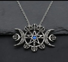 PENTAGRAM MOON WICCAN GOTHIC NECKLACE PENDANT 