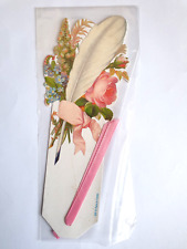 Victorian Bookmark Rose Feather Ink Quill Pen Flowers Sue Boettcher Cards SEALED