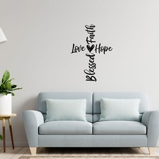 Wall Art Stickers Bless Faith Love Hope  Home Decals  Living Room Camper Van