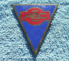 VINTAGE 1930s AEC BUS/COACH RADIATOR BADGE ~ORIG EARLY LORRY/TRUCK ENAMEL EMBLEM