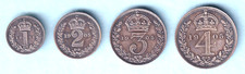 Great Britain. 1905 Edw V11 - 4 Pce Silver Maundy Set.. 1d,2d,3d, & 4d.  Cased