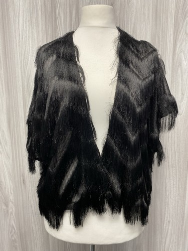 Roman black fringed short - roman,