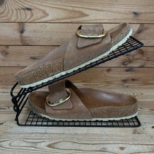 Birkenstock Sandals Womens Size UK 6 Madrid Big Buckle Cognac Leather Cork Shoes