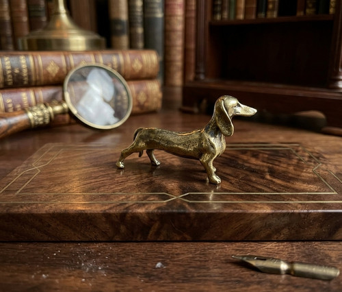 Brass small dachshund figurine - small,