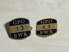 2 x Vintage GPO Cap Badges BWR Area No's 13 & 63 General Post Office Postman