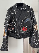 Zara Studded Real Leather Biker Jacket, Size S