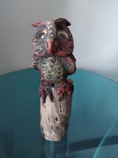 VINTAGE 1970s WOOD CARVED OWL