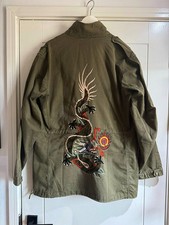 Maharishi M65 Jacket Big Embroidered Dragon Back Army Green Size Large