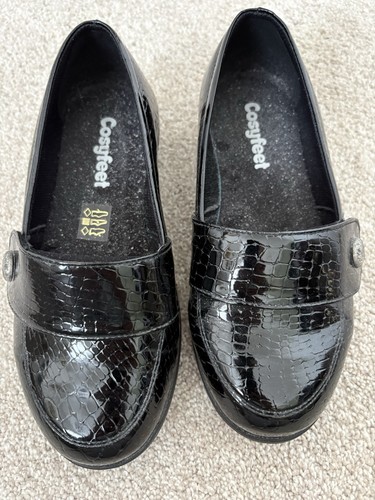 Black patent cosy feet - patent, shoes