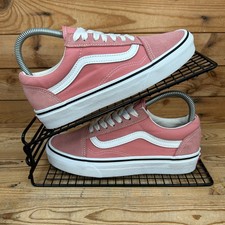 Vans Trainers Womens Size UK 3.5 Old Skool Pink White Suede Skater Low Shoes