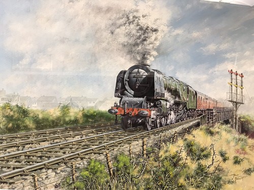 Original steam train painting - original,