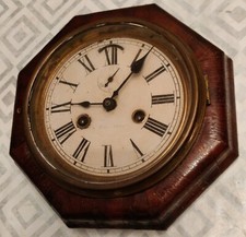 Antique E. N. Welch American Marines Octagon Clock, Restoration Project 8 3/4" D