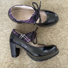 Rare Dr. Martens Lalana Mary Jane Heels Size 6 - Purple Tartan Plaid 