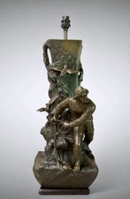 Antique Moreau Table Lamp Converted From Neptune Garniture Whaler Seagulls