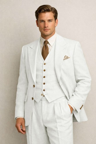 Men piece linen suit - 3‑piece,