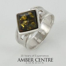 German Green Baltic Amber 925 Silver Handmade Ring WR413G RRP£65!!!  Size L(51)