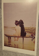 Girl on Dock w/ Dog Black