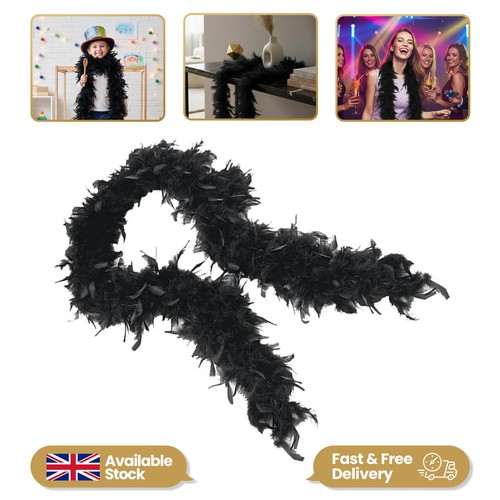 Long black feather boa - black,