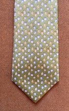 Salvatore Ferragamo 100% Silk Tie Green Background Multicoloured Cartoon Cats